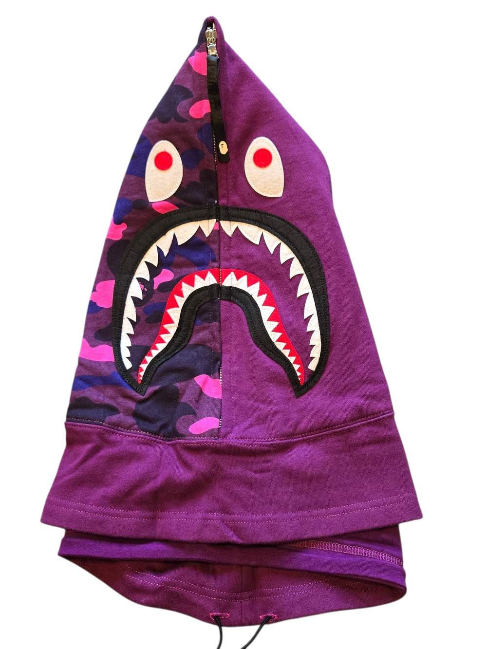 BAPE Color Camo Shark Face Mask In Purple 100% Cotton